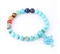 Tesselite Stein-Armband für Damen, 7 Chakren, Perlenarmband, 8 mm, Türkise, Edelsteine, Steinperlen, Schmuck, geflochtene ethnische Knoten-Buddha-Strang-Armbänder, B, Einheitsgröße