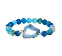 Tesselite Stein-Armband - natürliche Achate, Kristall-Drusen-Stein-Armband, unregelmäßiges rotes Stein-Perlen-Armband, Stretch-Armreif, Schmuck, Geschenk für Frauen, Blaue Achate, Einheitsgröße