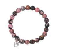 Tesselite Stein-Armband - Naturstein-Herz-Charm-Armband, 8 mm, Howlith, Tigerauge, Perlenarmbänder, Strang, Yoga, Damen-Armband für Männer und Frauen, Schmuck, Rhodonit, Einheitsgröße