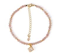 Tesselite Stein-Armband - Naturstein-Mini-Armband für Damen, orangefarbener Granat, 3 mm, facettierte Perlen, Freundschaftsarmbänder, Sommer-Statement, Modeschmuck, Sonnenstein, Einheitsgröße