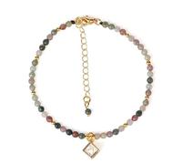 Tesselite Stein-Armband - Naturstein-Mini-Armband für Damen, orangefarbener Granat, 3 mm, facettierte Perlen, Freundschaftsarmbänder, Sommer-Statement, Modeschmuck, bunt, Einheitsgröße