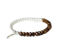 Tesselite Stein-Armband - Naturstein-Rad-Perlen-Armband, Labradorit, weiße Perlen, Stretch-Flügel-Armband, Herren- und Damenschmuck, Tigerauge, Einheitsgröße