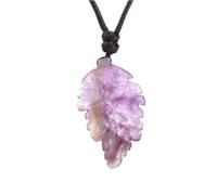 Tesselite Stein-Halskette - Halskette mit Anhänger aus Natursteinblättern für Damen, handgeschnitzte Kristall-Halsketten, Herren-Schmuck, Amethyst, Einheitsgröße