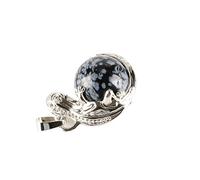 Tesselite Stein-Halskette - Herrenschmuck, Eidechse, Gecko, Tier, Halsketten, Anhänger, Naturstein, Perlen, runde Kugel, Wassermelone, Rot, Grün, Aventurin, Schmuck, Schneeflockenstein, Einheitsgröße