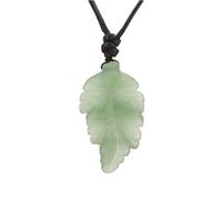 Tesselite Stein-Halskette - Naturstein-Halskette mit Blätter-Anhänger für Damen, handgeschnitzte Kristall-Halsketten, Herren-Schmuck, grüner Aventurin, Einheitsgröße