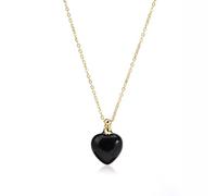 Tesselite Stein-Halskette - Naturstein-Parfüm-Halskette, Herz-Kristall-Anhänger, ätherisches Öl, Diffusor-Flasche, Charm-Halsketten für Damen, Obsidian, G, Einheitsgröße