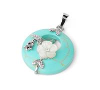 Tesselite Stein-Halskette, Natursteine, Anhänger für Halskette, rundes Blumenblatt, Amethyst, Quarz, schwarzer Onyx, Donut, einfacher Modeschmuck für Damen und Herren, Türkis, Einheitsgröße