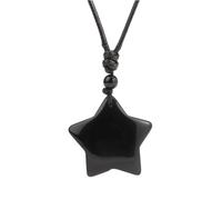 Tesselite Stein-Halskette, Stern-Kristall-Halskette, Naturstein-Anhänger, Tigerauge, Amethyste, Rosenquarz, Obsidian-Halsketten für Männer und Frauen, Schwarz, Obsidian, Einheitsgröße