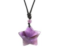 Tesselite Stein-Halskette, Sternkristall-Halskette, Naturstein-Anhänger, Tigerauge, Amethyste, Rosenquarz-Obsidian-Halsketten für Männer und Frauen, Amethyst, Einheitsgröße