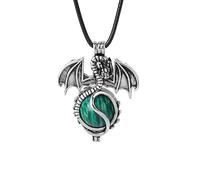 Tesselite Stein-Halskette - Vintage-Drachen-Halskette, 16 mm, Naturstein-Kristall-Anhänger, Halsketten, brauner Sand, roter Achat, Damen und Herren, Trendiger Schmuck, Malachit-Kette, Einheitsgröße