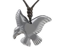 Tesselite Stein-Halskette - Vintage-Naturstein-Adler-Halskette, handgefertigter geschnitzter Tier-Kristall-Anhänger für männliche und weibliche Halsketten, Schmuck, Hämatit, Einheitsgröße