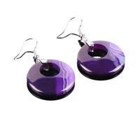 Tesselite Steinohrringe - 19 Farben, ethnischer natürlicher Onyx-Kristallstein, Damen-Schmuckohrringe, hohler runder Tigerauge-Tropfen-Anhänger, baumelnder Ohrring, lila Achat, Einheitsgröße