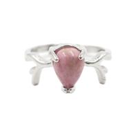 Tesselite Steinring - Naturstein, Wassertropfen, Geweih, Verstellbarer Ring, modische kreative Handaccessoires für Herren und Damen, Paarringe für den täglichen Gebrauch, Rhodochrosit, Einheitsgröße