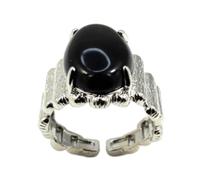 Tesselite Steinringe - Damen-Kristallringe, Naturstein, offene Ringe, ovale Perlenringe, lila Kristall, Rosenquarz, Herren und Mädchen, Party, personalisierter Schmuck, schwarzer Achat, Einheitsgröße