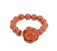 Tesselite Steinringe - Naturstein-Rosengirlande, 5 mm Perlen, handgravierte Kristallringe für Frauen, Hochzeitsschmuck und personalisierte, roter Jaspis, Einheitsgröße