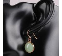 Tesselite Vintage runder Edelstein-Perlen-Anhänger, Haken-Tropfen-Ohrring, Damen-Sommer-Strand-Schmuck für Damen, Modeschmuck, Kunsthandwerk, grüner Aventurin, Einheitsgröße