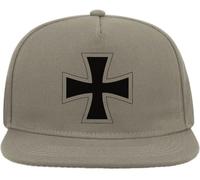 Teutonic Iron Cross Graphic Snapback Flat Visor Cotton Blend Cap Gray