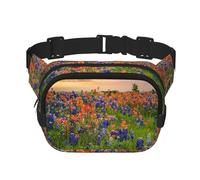 Texas Bluebonnets Damen Bauchtasche mit verstellbarem Riemen für Workout/Laufen/Wandern, Cross-Body-Bauchtasche, Schwarz , Einheitsgröße