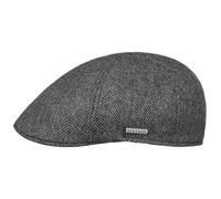Stetson Texas Fine Herringbone Flatcap Schirmmütze Schiebermütze Herren - Made in the EU mit Schirm, Futter, Futter Herbst-Winter - S (54-55 cm) anthrazit-grau