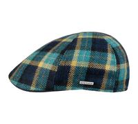 Stetson Texas Genola Wool Check Flatcap Karierte Mehrfarbige Mütze Herren Herbst Winter Made in EU Nachhaltig blau XL (60-61 cm)