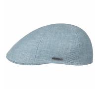 Stetson Texas Taleco Flatcap Herren Made in EU Schurwolle Leinen Gefüttert Metallemblem Meliert Frühling Sommer hellblau 59 cm