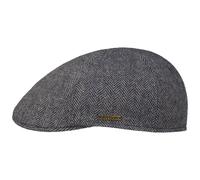 Stetson Texas Herringbone Flatcap Herren mit Baumwollinnenfutter Herbst Winter blau-beige XL (60-61 cm)