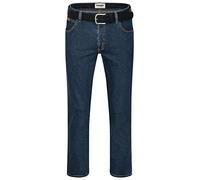 Texas Wrangler Stretch Herrenjeans mit Gürtel in schwarz oder braun (W36/L30, Darkstone + schwarzer Gürtel), 36W / 30L