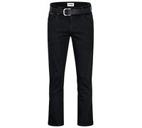 Texas Wrangler Stretch Herrenjeans mit Gürtel in schwarz oder braun (W42/L32, Blackoverdye + schwarzer Gürtel)