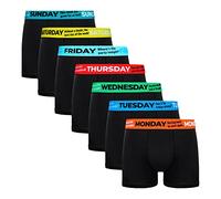 TEXEMP 7er Pack Herren Boxershorts (WOCHENTAGE) Short Boxer Unterwäsche Unterhose Baumwolle Retro - L, 7 Stück