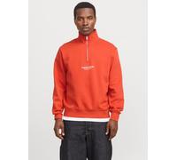 Text Sweatshirt Mit Halbem Reißverschluss L Orange