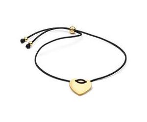 Textilarmband Damen Herz, IP Gold, Moments, gravierbar