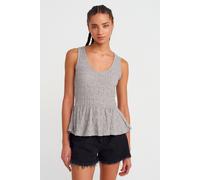 Texturierte Spitzen-Peplum-Bluse S