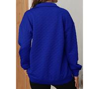 Texturiertes Halb-Reißverschluss-Blusentop für Damen, Blau, S-XXL