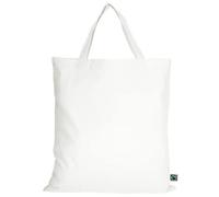 TEXXILLA 10er | 100er | 250er Pack Fairtrade Baumwolltasche - 14 Farben | mit zwei kurzen Henkeln | 38x42cm | Jutebeutel | Einkaufstasche | unbedruckt, Farbe:weiß, Menge:1