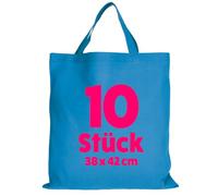 TEXXILLA 10er Pack Baumwolltaschen 38 x 42 cm kurze Henkel | - Stoffbeutel aus 100 % Baumwolle, 140 g/m² - kurze Henkel ca. 35 cm - OEKO-TEX® STANDARD 100 - Einkaufstaschen zum Bedrucken