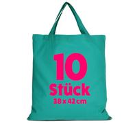 TEXXILLA 10er Pack Baumwolltaschen 38 x 42 cm kurze Henkel | - Stoffbeutel aus 100 % Baumwolle, 140 g/m² - kurze Henkel ca. 35 cm - OEKO-TEX® STANDARD 100 - Einkaufstaschen zum Bedrucken