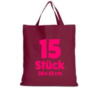 TEXXILLA 15er Pack Baumwolltaschen 38 x 42 cm kurze Henkel | - Stoffbeutel aus 100 % Baumwolle, 140 g/m² - kurze Henkel ca. 35 cm - OEKO-TEX® STANDARD 100 - Einkaufstaschen zum Bedrucken