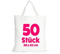 TEXXILLA 50er Pack Baumwolltaschen 38 x 42 cm kurze Henkel | - Stoffbeutel aus 100 % Baumwolle, 140 g/m² - kurze Henkel ca. 35 cm - OEKO-TEX® STANDARD 100 - Einkaufstaschen zum Bedrucken