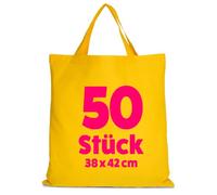 TEXXILLA 50er Pack Baumwolltaschen 38 x 42 cm kurze Henkel | - Stoffbeutel aus 100 % Baumwolle, 140 g/m² - kurze Henkel ca. 35 cm - OEKO-TEX® STANDARD 100 - Einkaufstaschen zum Bedrucken