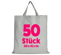 TEXXILLA 50er Pack Baumwolltaschen 38 x 42 cm kurze Henkel | - Stoffbeutel aus 100 % Baumwolle, 140 g/m² - kurze Henkel ca. 35 cm - OEKO-TEX® STANDARD 100 - Einkaufstaschen zum Bedrucken
