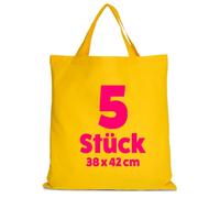 TEXXILLA 5er Pack Baumwolltaschen 38 x 42 cm kurze Henkel | - Stoffbeutel aus 100 % Baumwolle, 140 g/m² - kurze Henkel ca. 35 cm - OEKO-TEX® STANDARD 100 - Einkaufstaschen zum Bedrucken