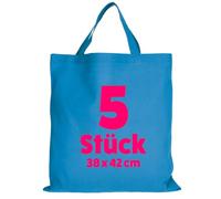 TEXXILLA 5er Pack Baumwolltaschen 38 x 42 cm kurze Henkel | - Stoffbeutel aus 100 % Baumwolle, 140 g/m² - kurze Henkel ca. 35 cm - OEKO-TEX® STANDARD 100 - Einkaufstaschen zum Bedrucken