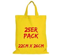 TEXXILLA Apothekertasche - 25er Pack | Gelb | mit zwei kurzen Henkeln | 22x26cm | Jutebeutel | Einkaufstasche | unbedruckt