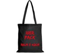 Texxilla Baumwolltasche Mehrpack Classic mit zwei langen Henkeln, Schwarz schwarz