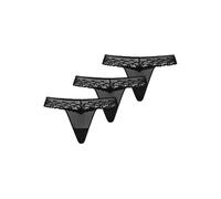 Teyli 3er Pack String Tanga Damen mit Zarter Spitze verziert - Strings & Tangas für Damen aus transparentem Mesh - Mehrfachpackung mit Komfortabler Passform Schwarz XL