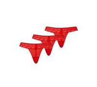 Teyli Damen String Tanga aus Mesh mit Spitze 3er Pack Rot L