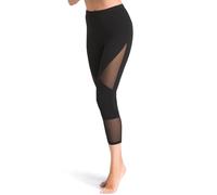 Teyli Baumwolle Leggings Damen - 3/4 Leggings Damen mit Hoher Taille - Leggins 3/4 Frauen Baumwolle - Yogahose Frauen mit Mesh Schwarz L