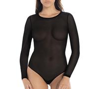 Teyli Bodys Damen Women aus hochwertigem Material - Langarm Body Damen taillierter - Bodysuit Damen - Body Damen aus Spitze - Bodys für Damen - Damen Body mit Baumwolle gefüttert Schwarz XXL