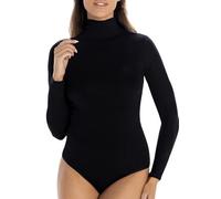 Teyli Bodysuit Women Damen Body Elegant mit halbem Rollkragen - Body Damen lange, taillierte Ärmel - Bodys Frauen aus Viskose mit Zusatz von Lycra-Faser Schwarz M