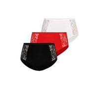 Teyli Damen 3er Pack Slips Unterhosen Taillenslip aus Baumwolle mit Spitze Verziert Höschen mit Hoher Taille für Frauen Mehrfarbig 3XL